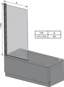 Шторка для ванни одноелементна CVS1-80 L Transparent, (7QL40C00Z1) RAVAK