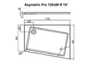 Душовий піддон правий ASYMETRIC PRO 120×90 R 10°, RAVAK (XA25G70101P)
