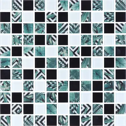 KOTTO Мозаїка скляна GMP 0825021 С3 print 24/white/black 300 x 300 х 8 ( 25 х 25 ) Кераміка Лео УКРАЇНА KOTTO Мозаїка скляна GMP 0825021 С3 print 24/white/black 300 x 300 х 8 ( 25 х 25 ) Кераміка Лео УКРАЇНА