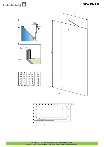 Шторка для ванни Idea Black PNJ II 80, RADAWAY (10001080-54-01) Шторка для ванни Idea Black PNJ II 80, RADAWAY (10001080-54-01)