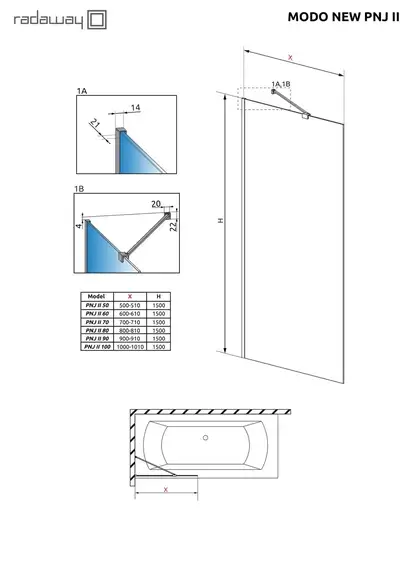 Шторка для ванни Modo New PNJ II 60, RADAWAY (10006060-01-01) Шторка для ванни Modo New PNJ II 60, RADAWAY (10006060-01-01)