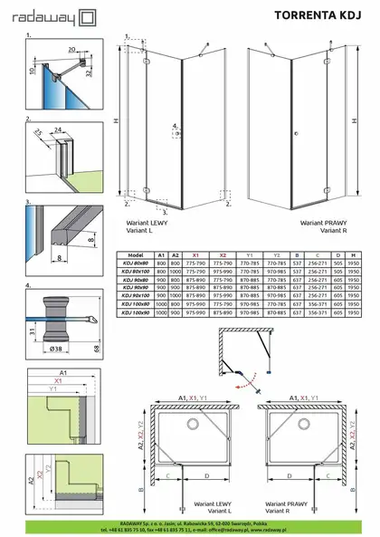 Radaway Torrenta KDJ Душевая кабина 80x100, хром/прозрачная (132250-01-01R) Radaway Torrenta KDJ Душевая кабина 80x100, хром/прозрачная (132250-01-01R)