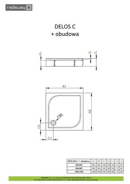 Radaway Delos C Душевой поддон, 90x90 см (4C99170-03) Radaway Delos C Душевой поддон, 90x90 см (4C99170-03)
