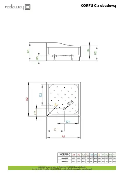 Radaway Korfu C Душовий піддон 90x90 см, білий (4C99400-03) Radaway Korfu C Душовий піддон 90x90 см, білий (4C99400-03)