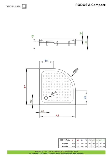 Radaway Rodos A Compact Душевой поддон 90x90 см (4P99155-03) Radaway Rodos A Compact Душевой поддон 90x90 см (4P99155-03)