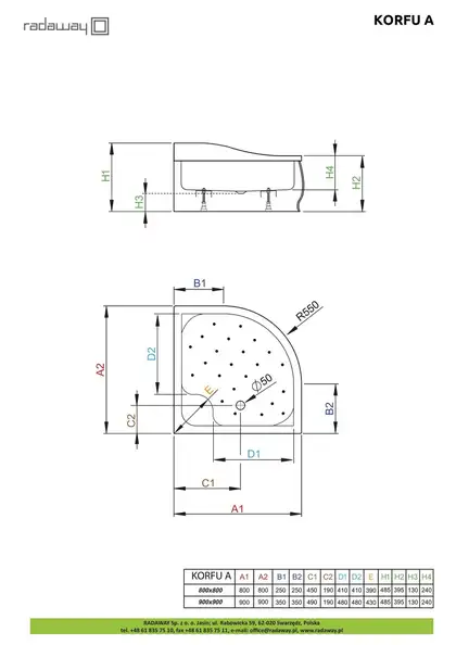 Radaway Korfu A Душовий піддон 80x80, білий (4S88400-03) Radaway Korfu A Душовий піддон 80x80, білий (4S88400-03)