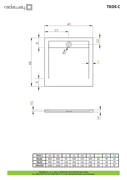Radaway Teos C Душевой поддон 90x90 см, черный (HTC9090-54)