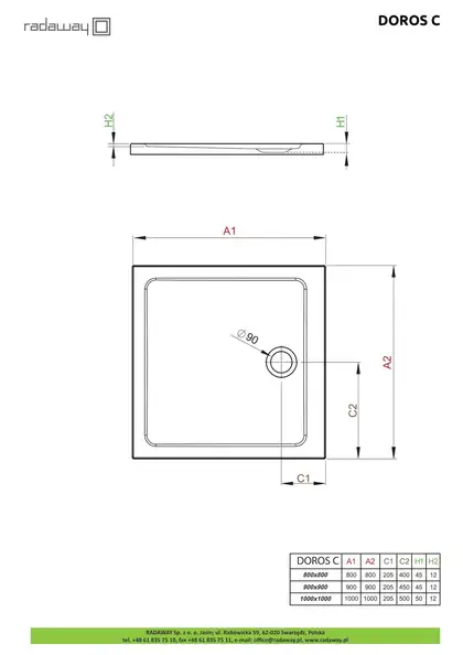 Душовий піддон Doros C 80x80 см, RADAWAY (SDRC8080-01) Душовий піддон Doros C 80x80 см, RADAWAY (SDRC8080-01)