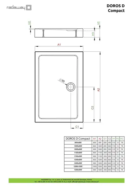 Radaway Doros D Compact Душовий піддон 120x80 см (SDRD1280-05) Radaway Doros D Compact Душовий піддон 120x80 см (SDRD1280-05)