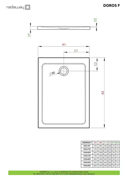 Radaway Doros F Душовий піддон 100x80 см, білий (SDRF1080-01)