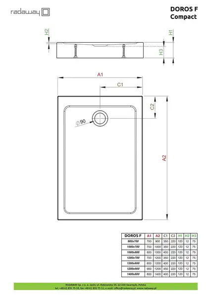 Radaway Doros F Compact Душевой поддон 100x80 см, белый (SDRFP1080-05)