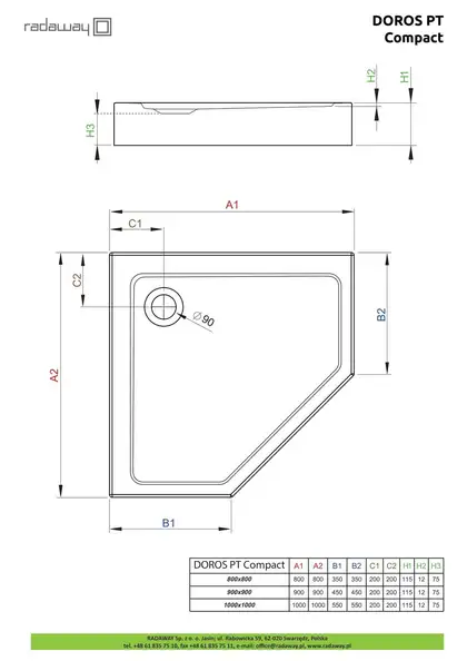 Radaway Doros PT Compact Душевой поддон, белый (SDRPT1010-05) Radaway Doros PT Compact Душевой поддон, белый (SDRPT1010-05)