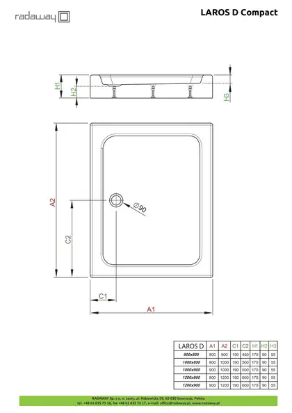 Radaway Laros D Compact Душевой поддон, 100x80 см (SLD81017-01)