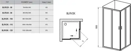 Ravak Blix BLRV2K-100 Душова стінка, прозоре скло (1XVA0C00Z1)