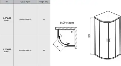 Душевая кабина Ravak Sabina 90x90, стекло прозрачное, профиль хром (3B270C40Z1)