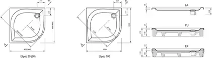 Душевой поддон Ravak Elipso-100 PAN 1000х1000 мм (A22AA01410)