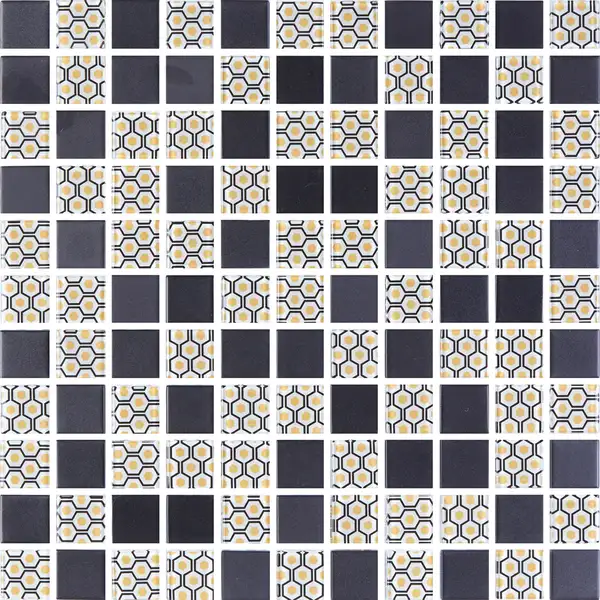 КОТТО КЕРАМІКА Мозаїка скляна GMP 0825002 С2 print 2/black mat 300x300 (кубик 2,5х2,5) Кераміка Лео УКРАЇНА