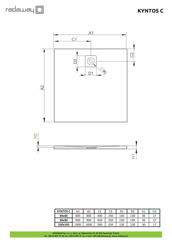 Душовий піддон Kyntos C 100x100 см Black, RADAWAY (HKC100100-54)