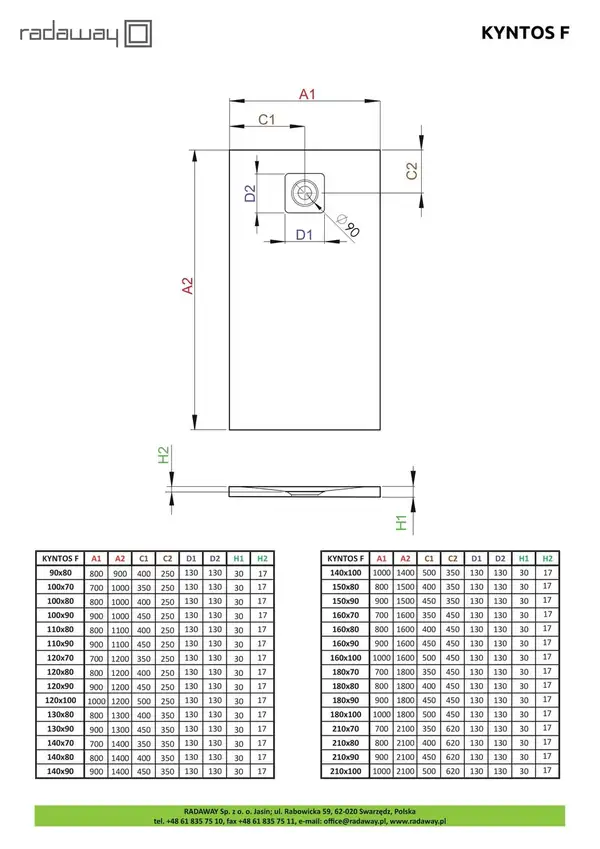 Душовий піддон Kyntos F 100x90 см anthracite, RADAWAY (HKF10090-64)