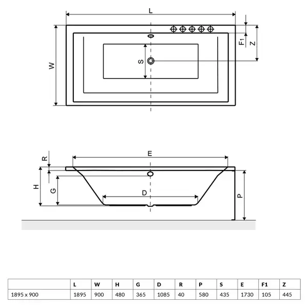 Панель до ванни фронтальна 190х58, RADAWAY (OBEX.190.58WH)