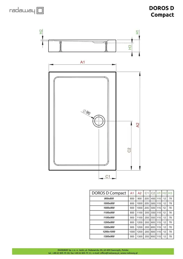 Radaway Doros D Compact Душовий піддон 120x90 см (SDRD1290-05) Radaway Doros D Compact Душовий піддон 120x90 см (SDRD1290-05)
