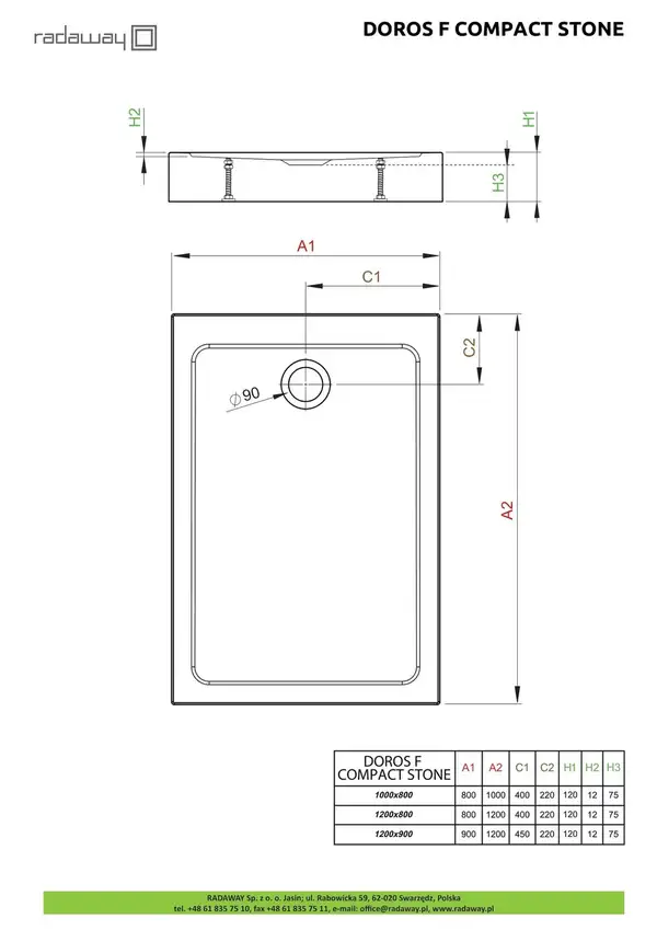 Radaway Doros F Compact Душовий піддон, антрацит (SDRFP1290-05-64S) Radaway Doros F Compact Душовий піддон, антрацит (SDRFP1290-05-64S)