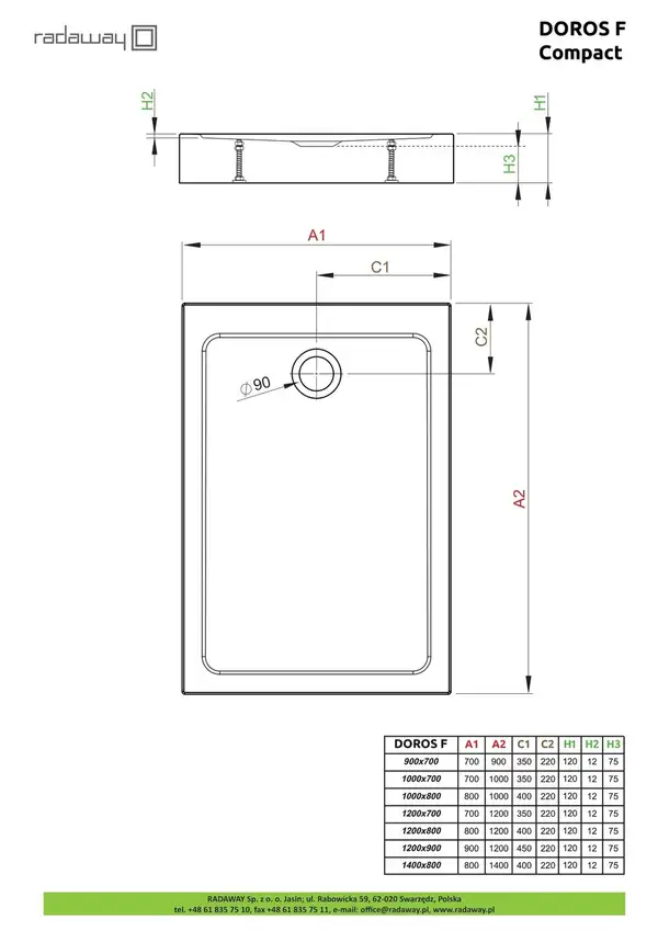Radaway Doros F Compact Душовий піддон 120x90 см (SDRFP1290-05) Radaway Doros F Compact Душовий піддон 120x90 см (SDRFP1290-05)