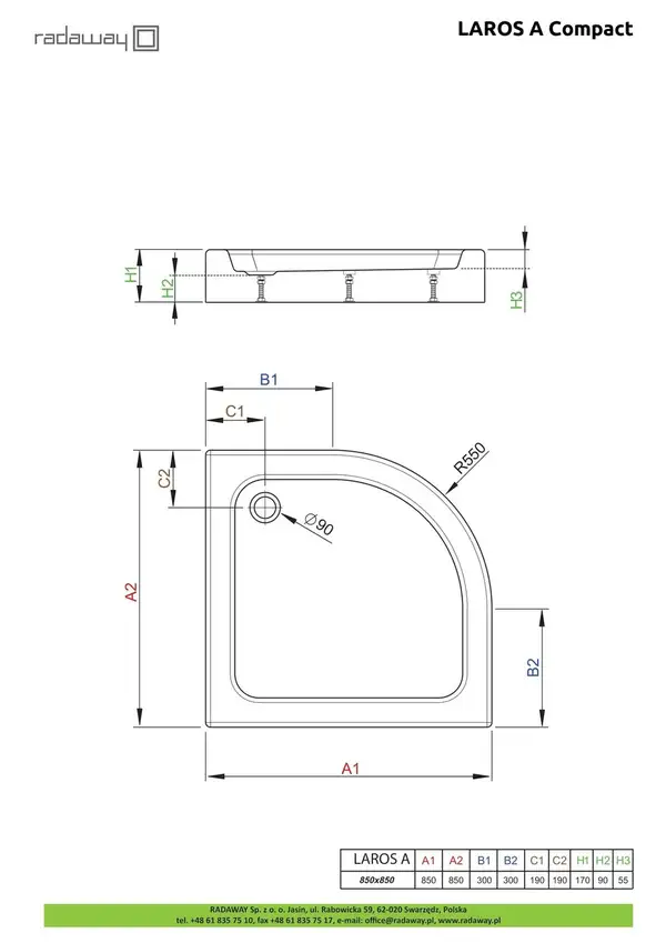 Radaway Laros A Compact Душовий піддон 85x85 см, білий (SLA8585-01) Radaway Laros A Compact Душовий піддон 85x85 см, білий (SLA8585-01)