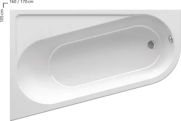 Ravak Chrome Ванна асиметрична ліва 170x105, біла (CA31000000)