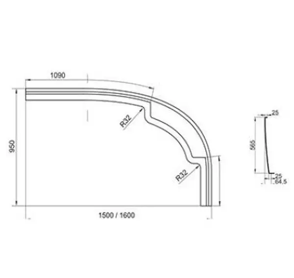 Панель до ванни права A Rosa 95 R 150, RAVAK (CZ56100A00)