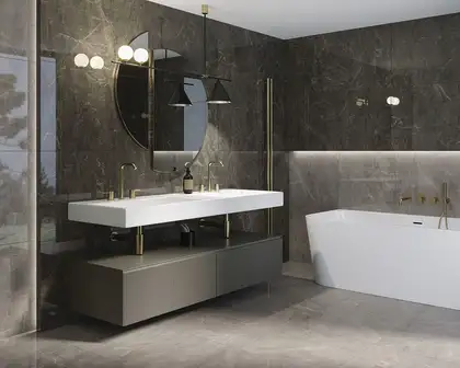 Плитка підлогова Wonderstone Grey SZKL RECT POL 59,8x119,8 код 9573 Ceramika Paradyz (RPR-0,6X1,2-1-WOST.GR)
