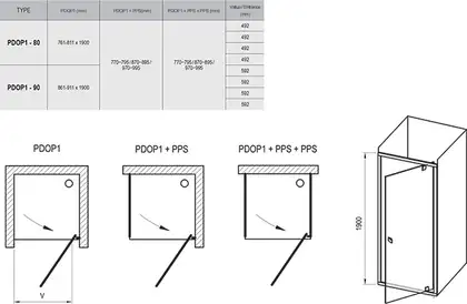 Ravak Pivot PDOP1 900 Душевая дверь, черный (03G70300Z1) Ravak Pivot PDOP1 900 Душевая дверь, черный (03G70300Z1)