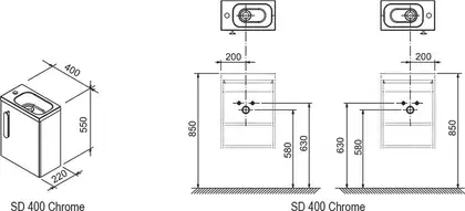 Шафка під умивальник (без дверей) SD 400 CHROME, RAVAK (X000000538) Шафка під умивальник (без дверей) SD 400 CHROME, RAVAK (X000000538)