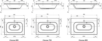 Ravak Chrome Раковина, біла (XJG01180000) Ravak Chrome Раковина, біла (XJG01180000)