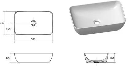 Ravak Uni 500 R Slim Умывальник, белый (XJX01150001) Ravak Uni 500 R Slim Умывальник, белый (XJX01150001)