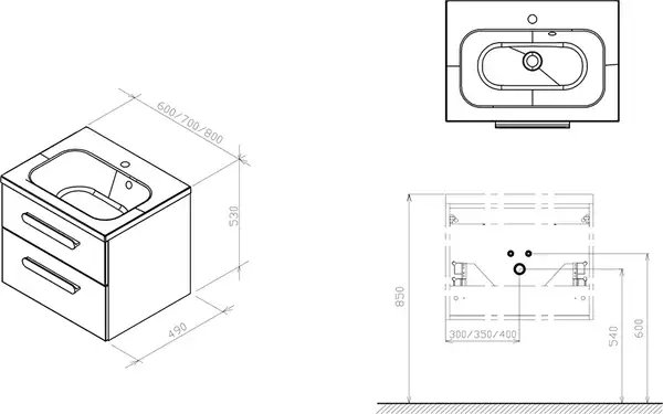 Шафка під умивальник SD 600 CHROME II cappuccino-white, RAVAK (X000000919)