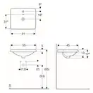 Geberit VariForm Умивальник вбудований, прямокутний, білий (500.741.01.2)