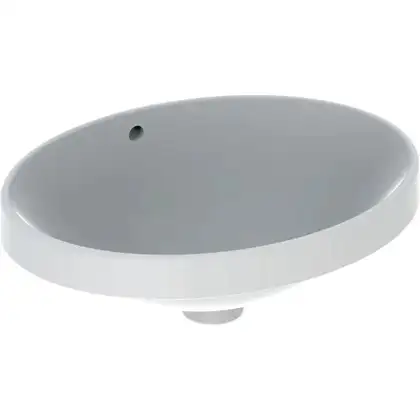 Geberit VARIFORM умывальник встраиваемый, овальной формы, 50*40см, с переливом, глазурованный снизу (500.709.01.2)