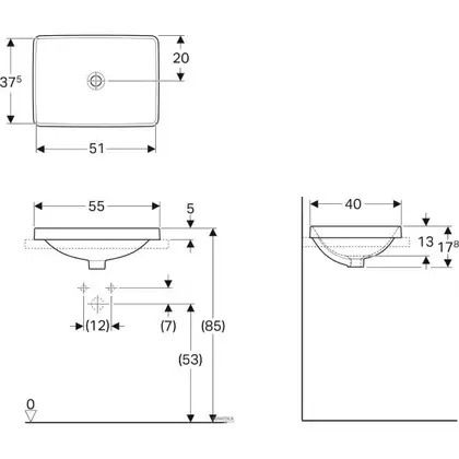 Geberit VariForm Раковина вбудована 55x40 см, біла (500.739.01.2) Geberit VariForm Раковина вбудована 55x40 см, біла (500.739.01.2)