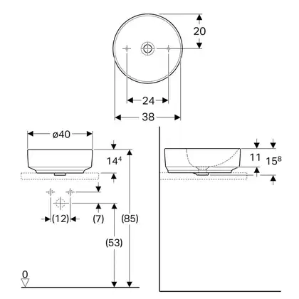 Geberit VariForm Умывальник накладной, Ø40см, белый (500.768.01.2)