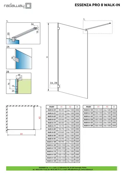 Душова стінка Essenza Pro 8 Gold Walk-in 150, RADAWAY (1012150-09-01) Душова стінка Essenza Pro 8 Gold Walk-in 150, RADAWAY (1012150-09-01)