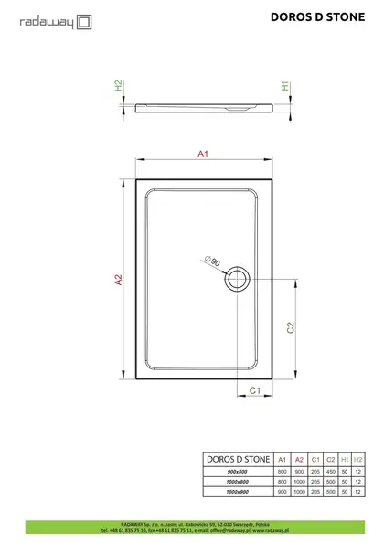 Radaway Doros D Душевой поддон, белый (SDRD1090-01-04S)
