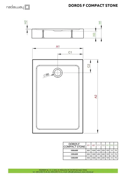 Radaway Doros F Compact Поддон, антрацит (SDRFP1280-05-64S)