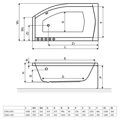 Ванна асиметрична ліва SITERA 160x95 L, RADAWAY (WA1-32-160x095L) Ванна асиметрична ліва SITERA 160x95 L, RADAWAY (WA1-32-160x095L)