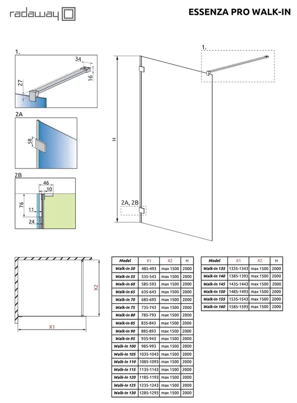 Душова стінка Essenza Pro White Walk-in 130, RADAWAY (10103130-04-01) Душова стінка Essenza Pro White Walk-in 130, RADAWAY (10103130-04-01)