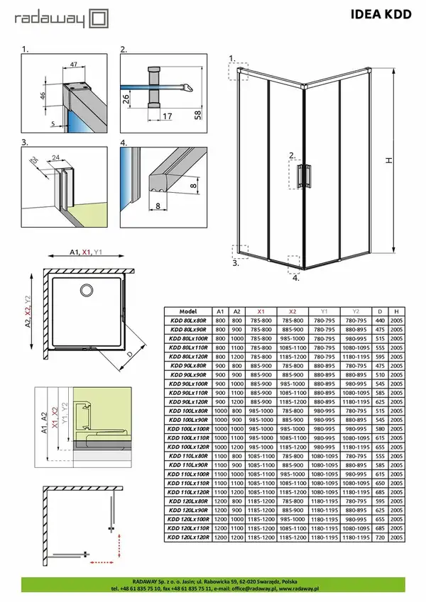 Душова кабіна (половина) Idea Gold KDD 80 L RADAWAY (387061-09-01L)