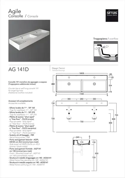 Умивальник AG 141D Agile Glossy white SIMAS (AG141D n/h) Умивальник AG 141D Agile Glossy white SIMAS (AG141D n/h)