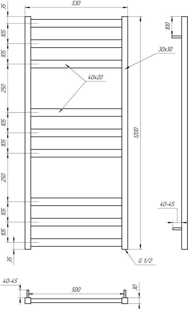 Genesis Aqua Полотенцесушитель Tristar flat (5005) Genesis Aqua Полотенцесушитель Tristar flat (5005)
