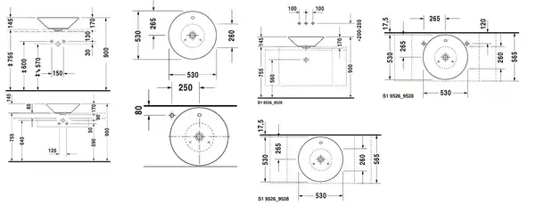 Duravit STARCK 1 умывальник накладной *500 (0408530000)