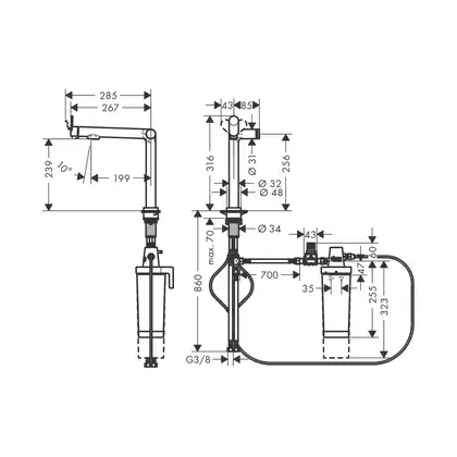 Смеситель для кухни Hansgrohe Aqittura M91 FilterSystem 240, 1jet (цвет - сталь) 76802800 Смеситель для кухни Hansgrohe Aqittura M91 FilterSystem 240, 1jet (цвет - сталь) 76802800